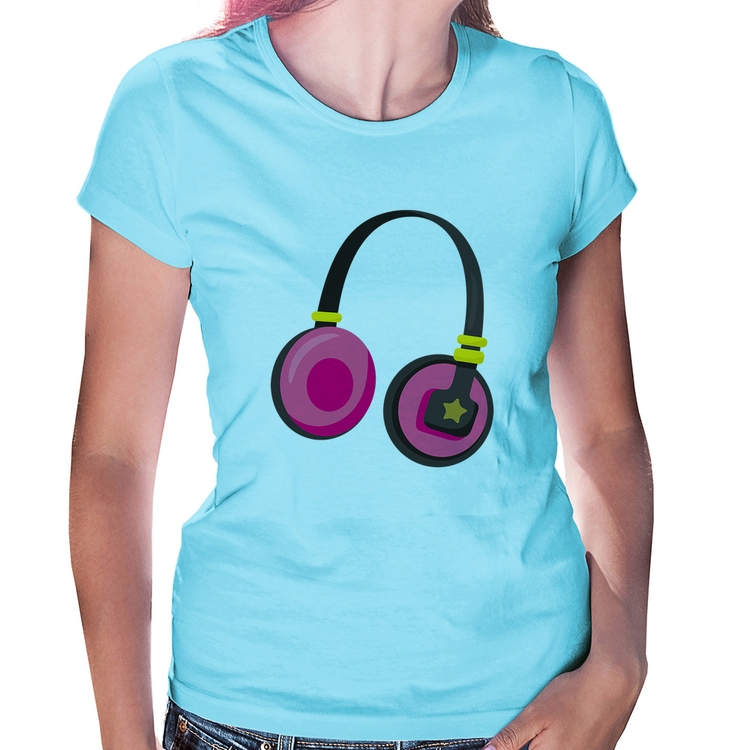 Baby Look Headphone Rosa - Azul Bebê