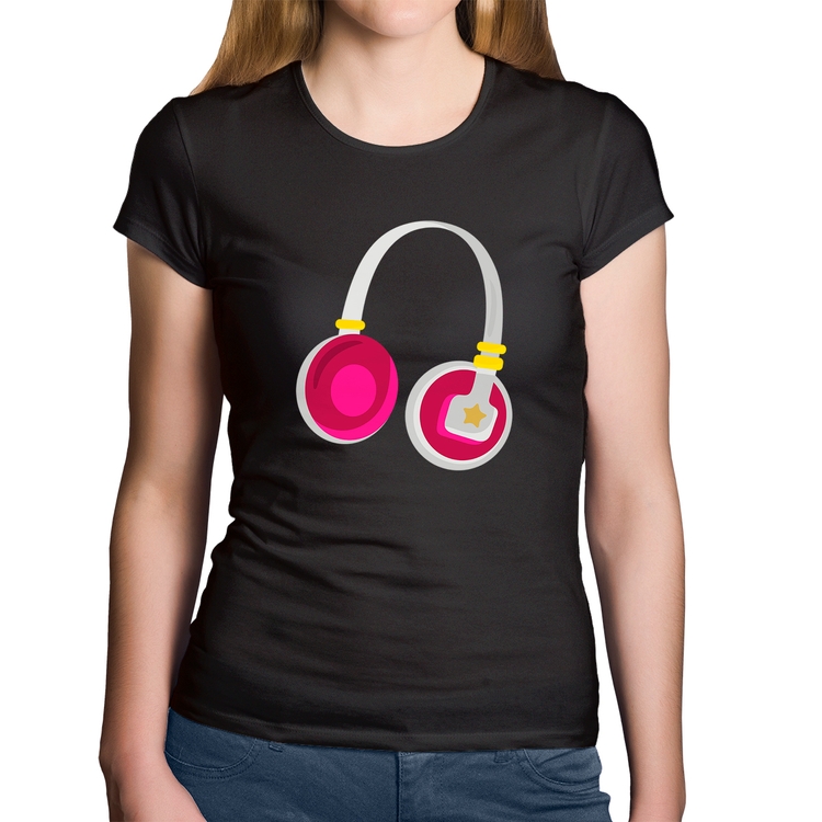 Baby Look Algodão Headphone Rosa