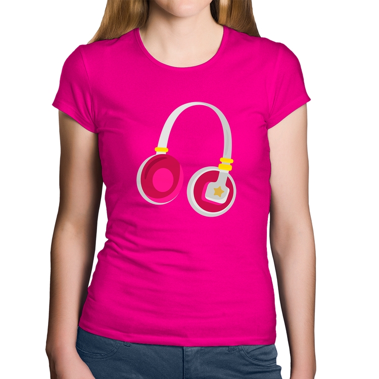 Baby Look Algodão Headphone Rosa - Rosa