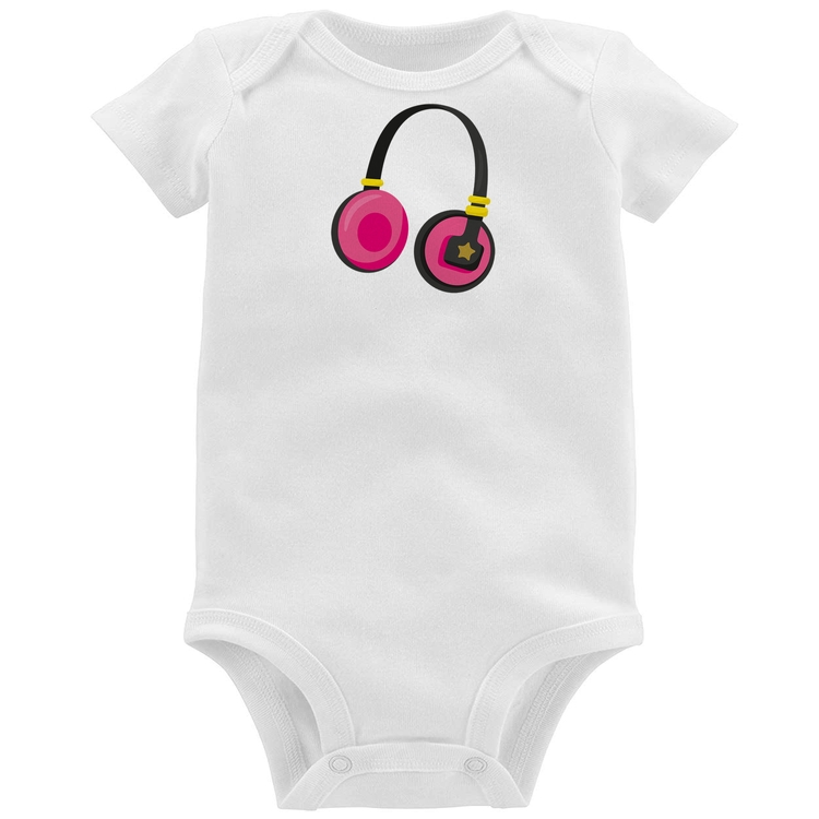 Body Bebê Headphone Rosa