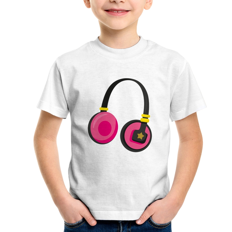 Camiseta Infantil Headphone Rosa