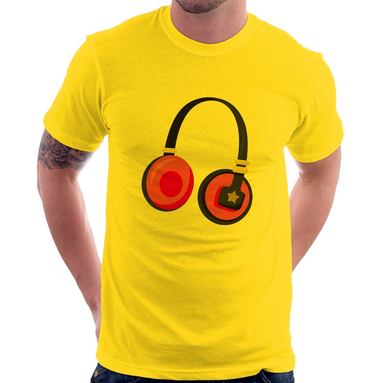 Camiseta Headphone Rosa - Amarela
