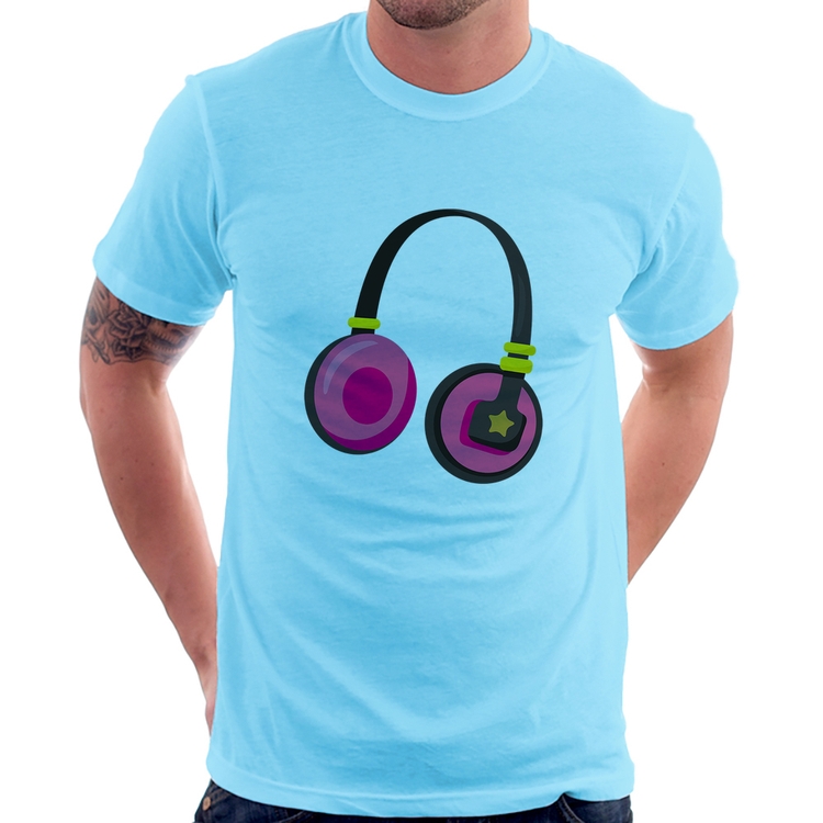 Camiseta Headphone Rosa - Azul Bebê
