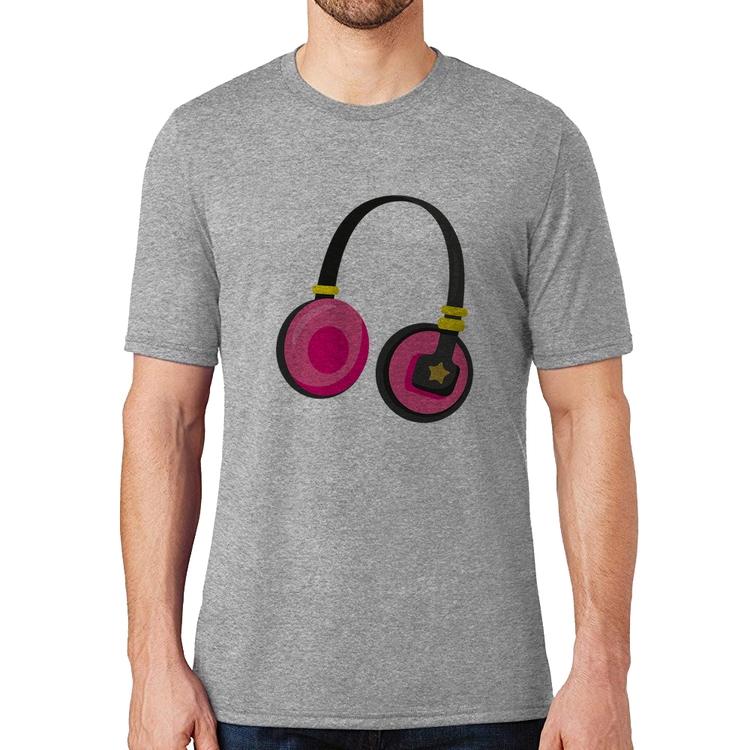 Camiseta Headphone Rosa - Cinza