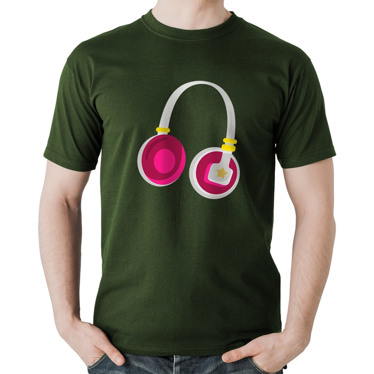 Camiseta Algodão Headphone Rosa - Musgo