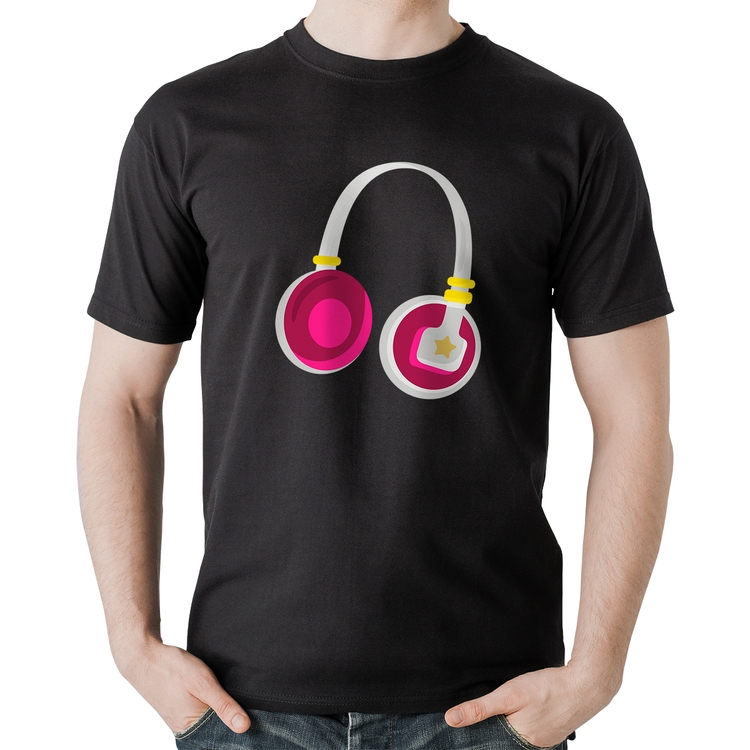 Camiseta Algodão Headphone Rosa