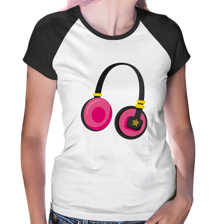 Baby Look Raglan Headphone Rosa