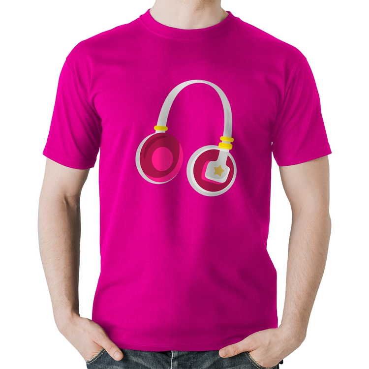 Camiseta Algodão Headphone Rosa - Rosa