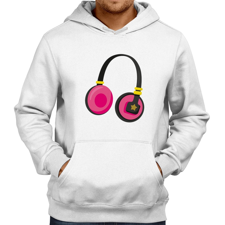Moletom Headphone Rosa - Branco