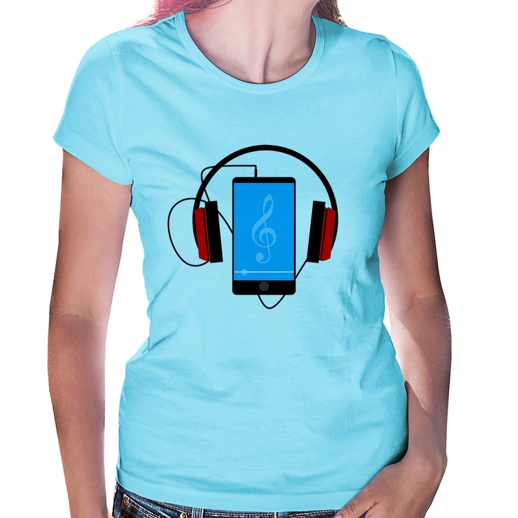 Baby Look Headphone Smartphone - Azul Bebê