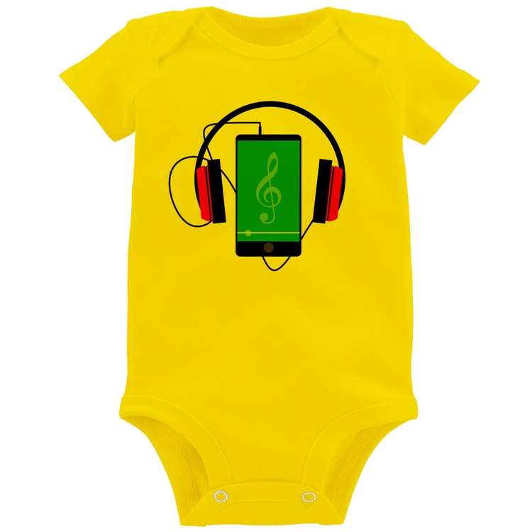 Body Bebê Headphone Smartphone - Amarelo