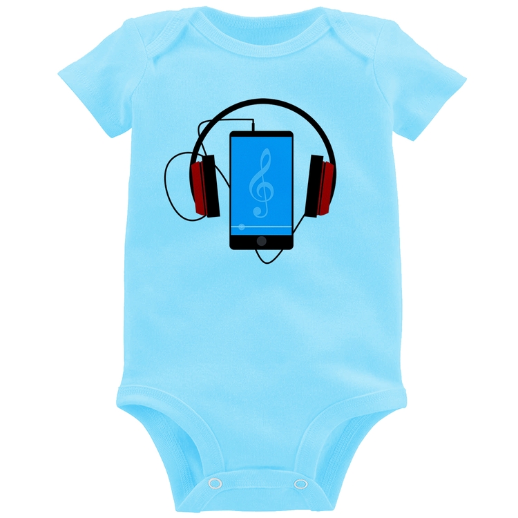 Body Bebê Headphone Smartphone - Azul Bebê