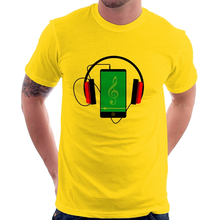 Camiseta Headphone Smartphone - Amarela