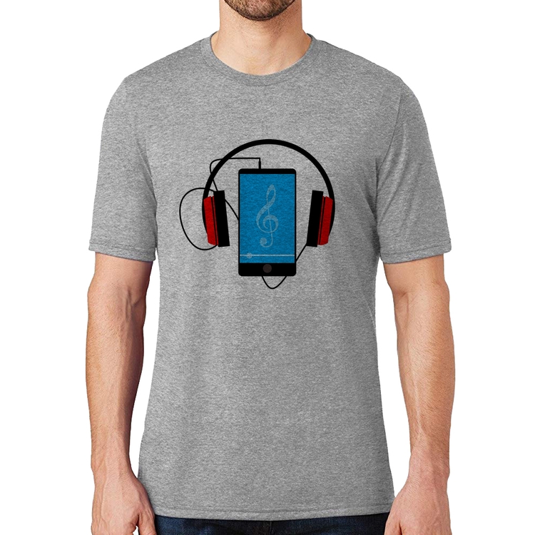 Camiseta Headphone Smartphone - Cinza
