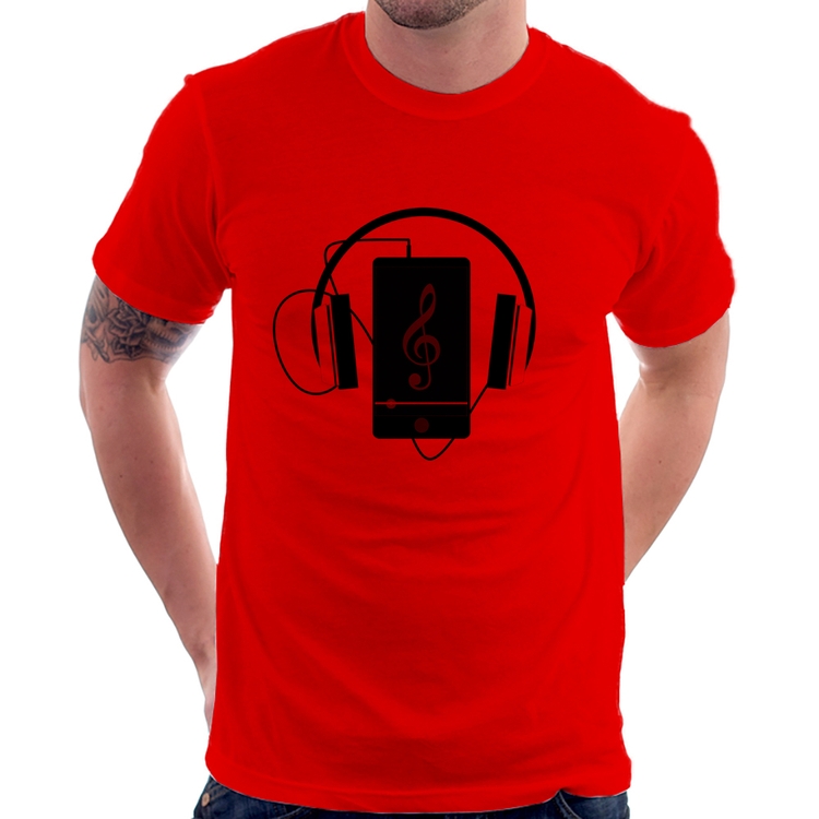 Camiseta Headphone Smartphone - Vermelha