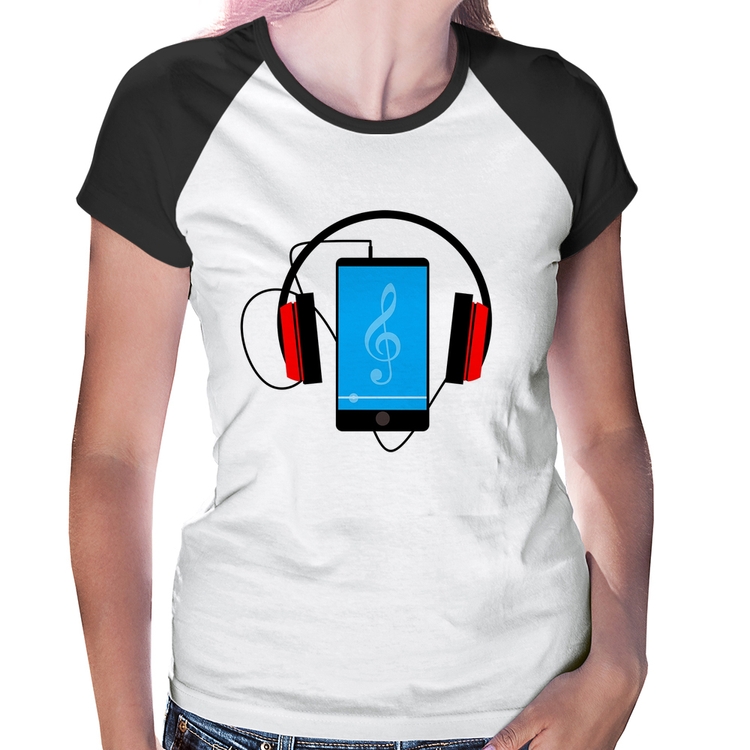 Baby Look Raglan Headphone Smartphone