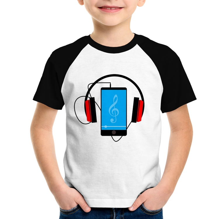 Camiseta Raglan Infantil Headphone Smartphone