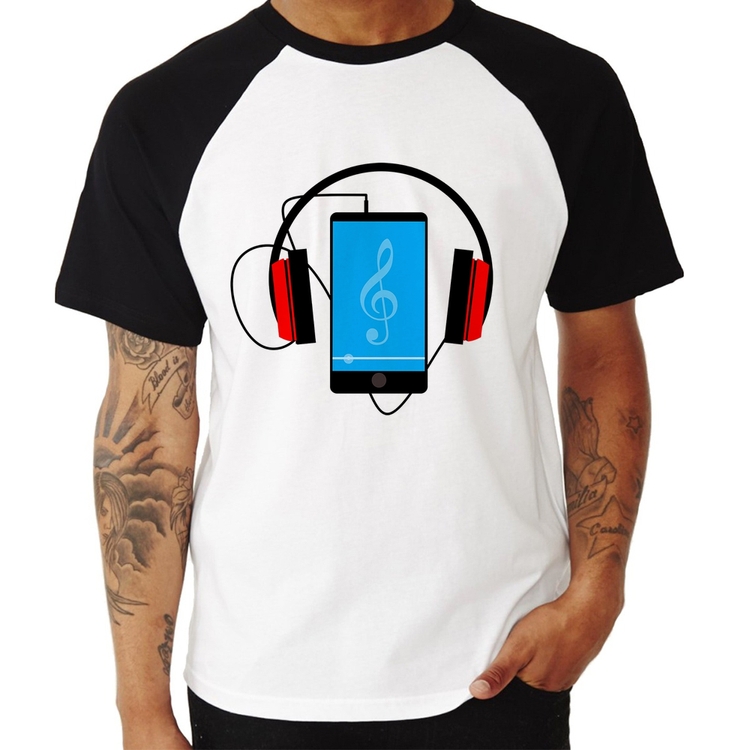 Camiseta Raglan Headphone Smartphone
