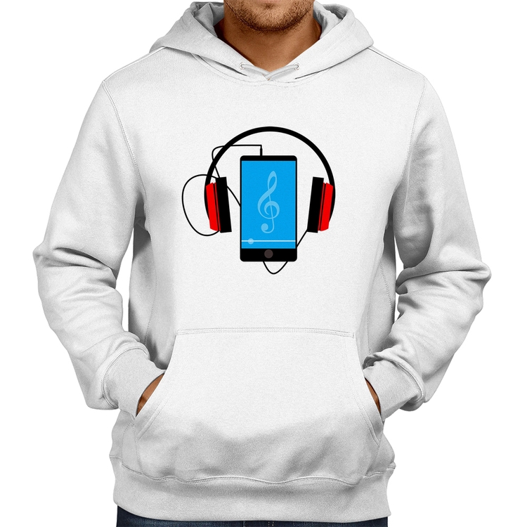 Moletom Headphone Smartphone - Branco