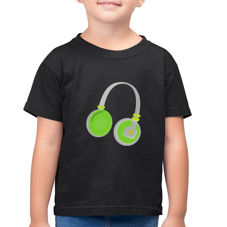 Camiseta Algodão Infantil Headphone Verde