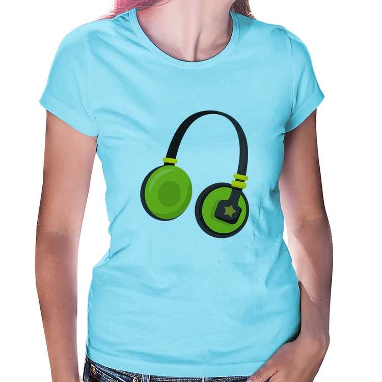 Baby Look Headphone Verde - Azul Bebê