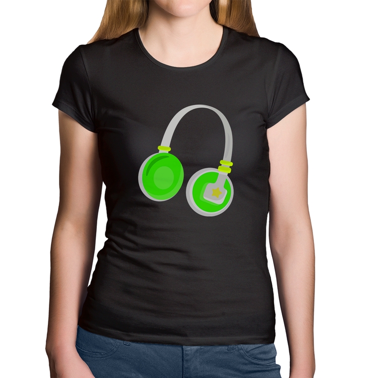 Baby Look Algodão Headphone Verde