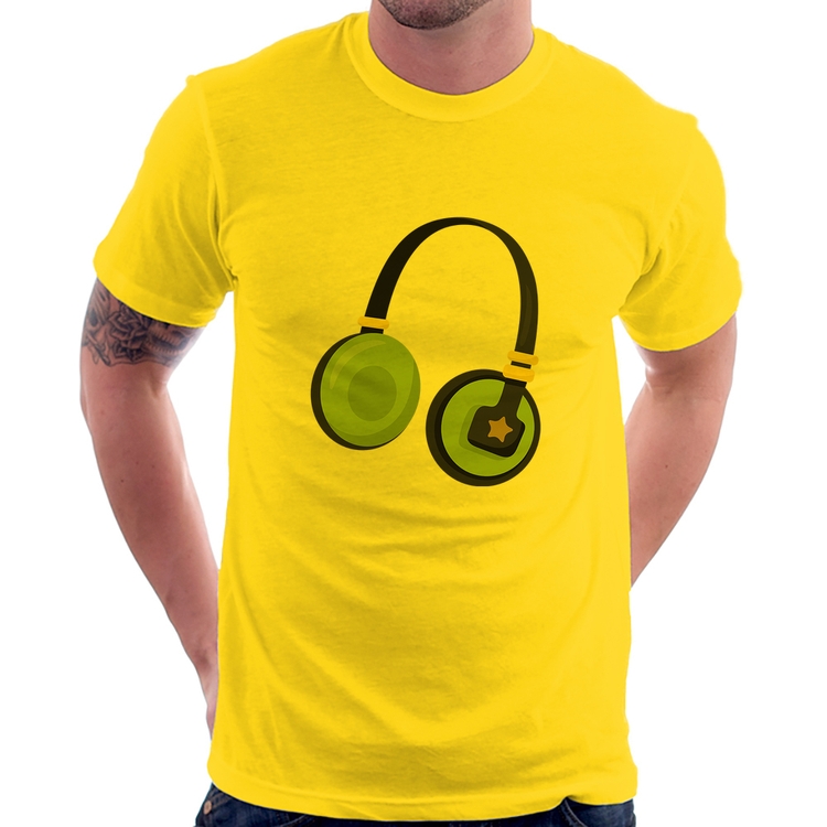 Camiseta Headphone Verde - Amarela