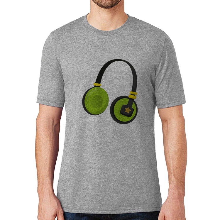 Camiseta Headphone Verde - Cinza