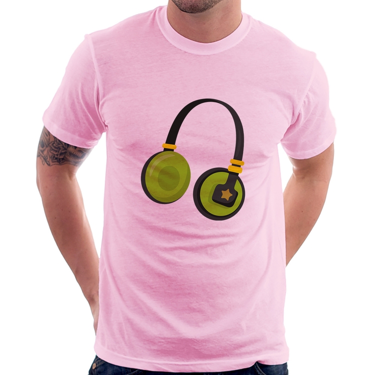 Camiseta Headphone Verde - Rosa Bebê