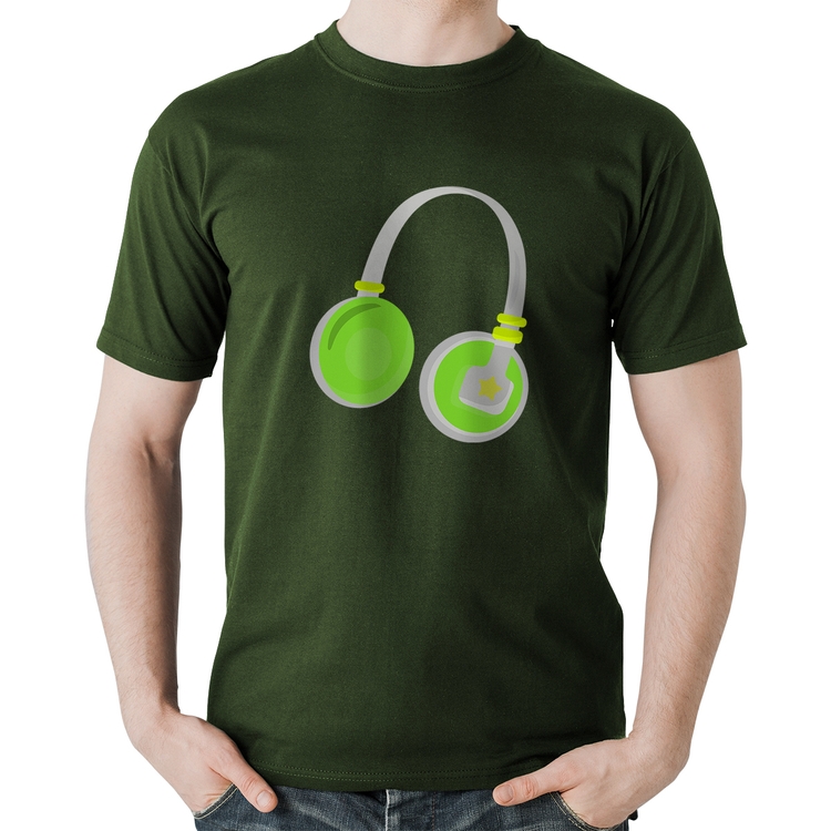 Camiseta Algodão Headphone Verde - Musgo