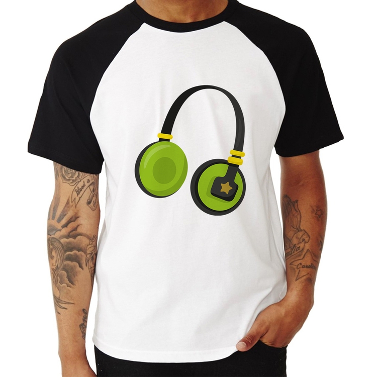 Camiseta Raglan Headphone Verde