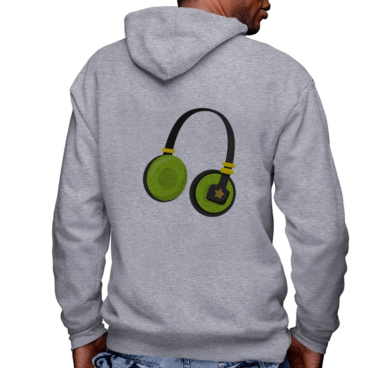 Blusa Moletom Headphone Verde Masculina com Capuz e Zíper - Mescla