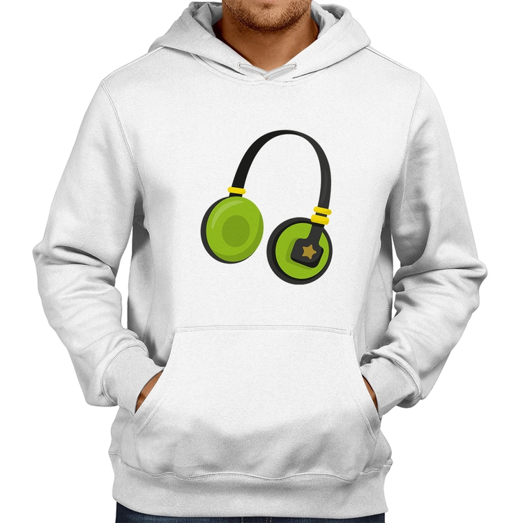 Moletom Headphone Verde - Branco