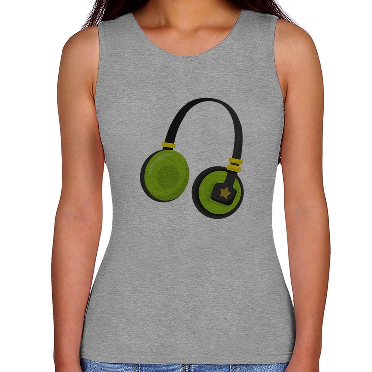 Regata Feminina Headphone Verde - Cinza