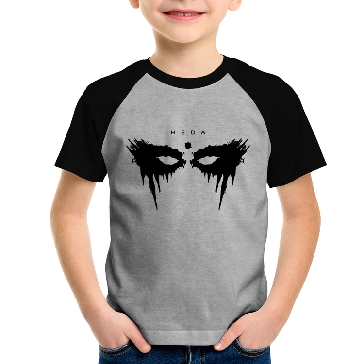 Camiseta Raglan Infantil Heda Lexa - Cinza/Preto