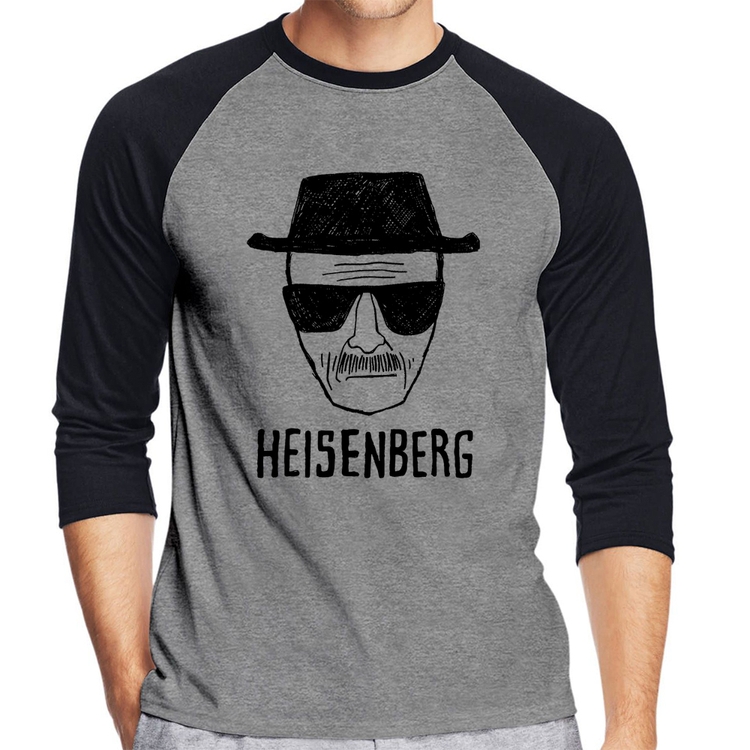 Camiseta Raglan Heisenberg Manga 3/4 - Cinza/Preto