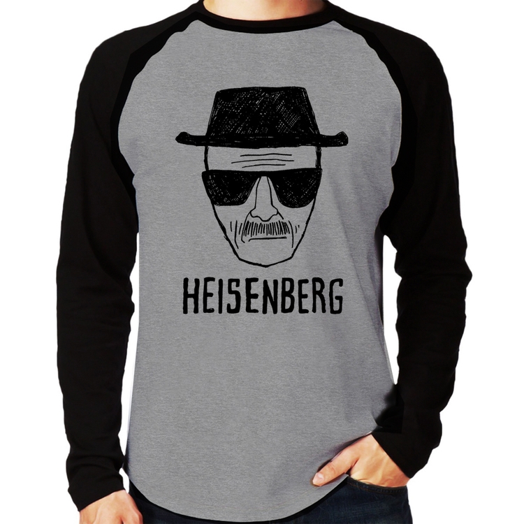 Camiseta Raglan Heisenberg Manga Longa - Cinza/Preto