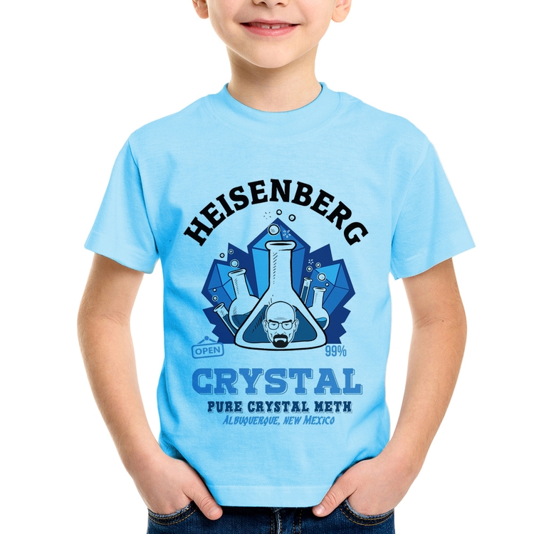 Camiseta Infantil Heisenberg Crystal - Azul Bebê