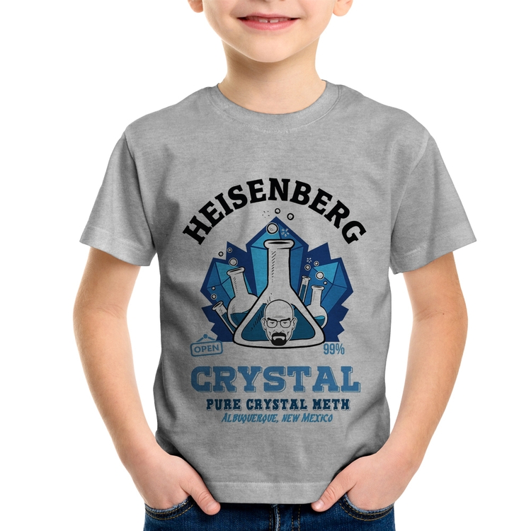 Camiseta Infantil Heisenberg Crystal - Cinza