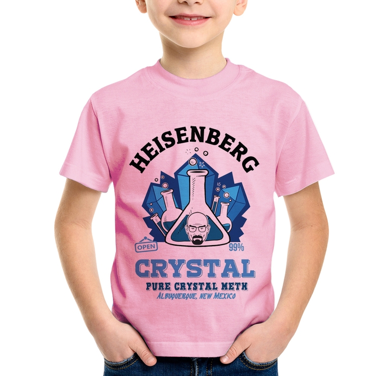 Camiseta Infantil Heisenberg Crystal - Rosa Bebê