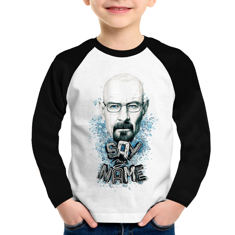 Camiseta Raglan Infantil Heisenberg Say My Name Manga Longa