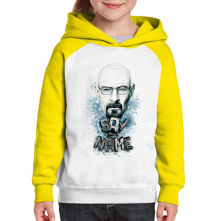 Moletom Infantil Heisenberg Say My Name - Branco/Amarelo