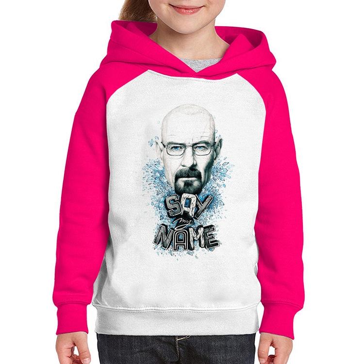 Moletom Infantil Heisenberg Say My Name - Branco/Rosa