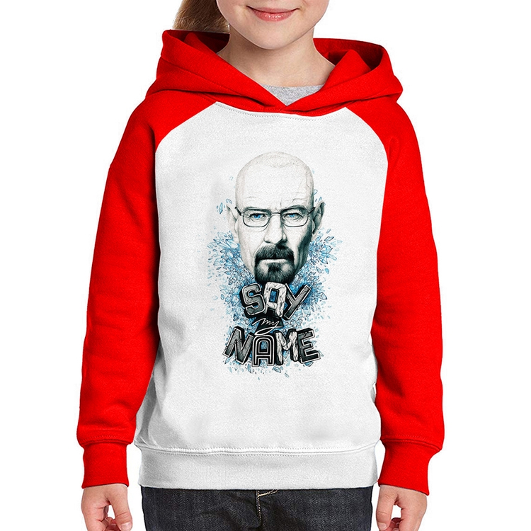 Moletom Infantil Heisenberg Say My Name - Branco/Vermelho