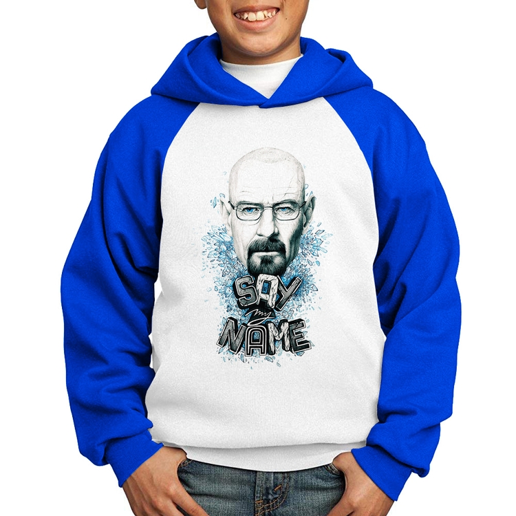 Moletom Infantil Heisenberg Say My Name - Branco/Azul