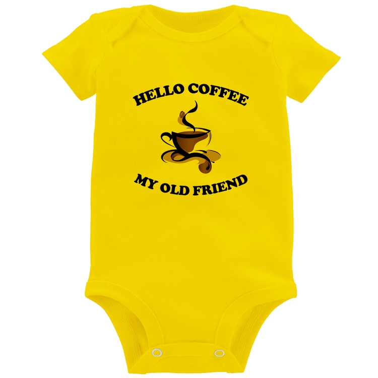 Body Bebê Hello coffee my old friend - Amarelo