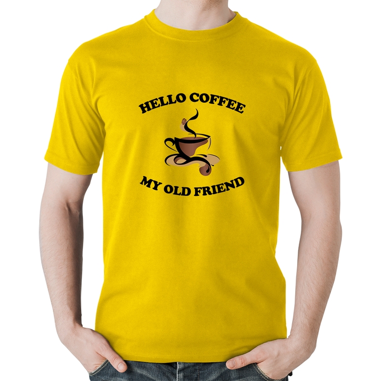 Camiseta Algodão Hello coffee my old friend - Amarela