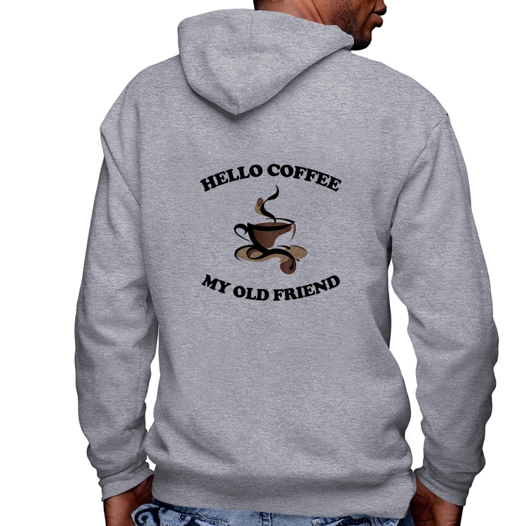 Blusa Moletom Hello coffee my old friend Masculina com Capuz e Zíper - Mescla