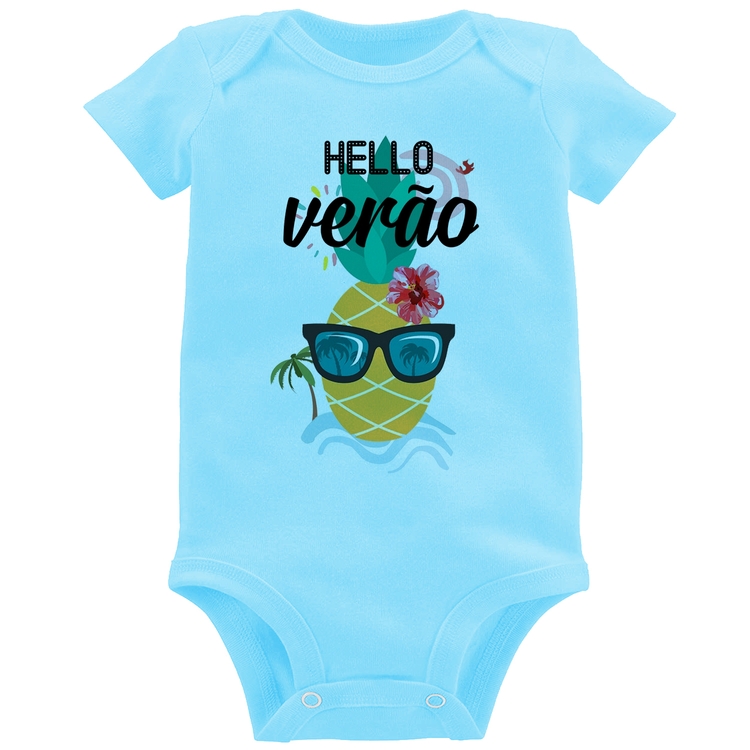 Body Bebê Hello Verão - Azul Bebê