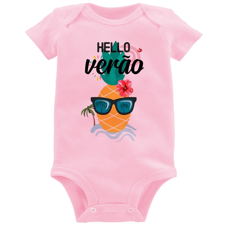 Body Bebê Hello Verão - Rosa Bebê